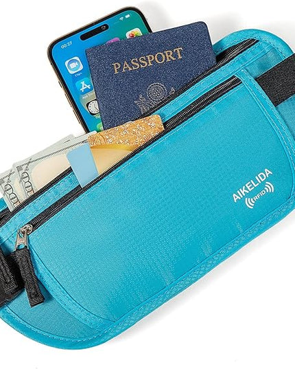 Travel Money Belt - Slim Passport Holder Travel Wallet with RFID Blocking Travel Pouch Undercover Fanny Pack for Women Men