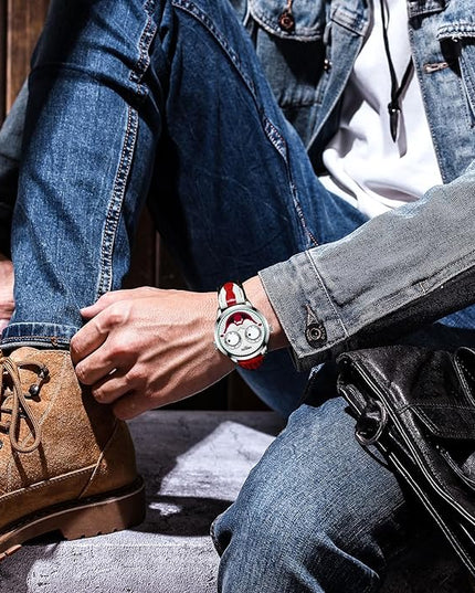 NIBOSI Watches for Men Analog Quartz Clown Dial Wrist Watches Unique Weird Fashion Cool Watch Waterproof Leather Strap Men's Watches