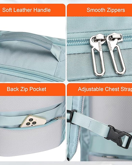 PIJUSHI Travel Backpack for Women Carry on Suitcase Backpack Flight Approved Personal Item Bag Fits 16 Inch Laptop(PE035 Blue)
