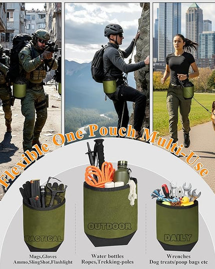 Dump Pouch,Rigid Mag Dump Pouches,Versatile Nylon Molle Pouches with 4PCS Malice Clips, Use for Magazine/Ammo Storage,Hunting, Hiking