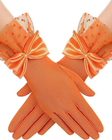 BABEYOND Lace Gloves for Women - Bow Short Prom Gloves Evening Elegant Accessories for Wedding Opera Party