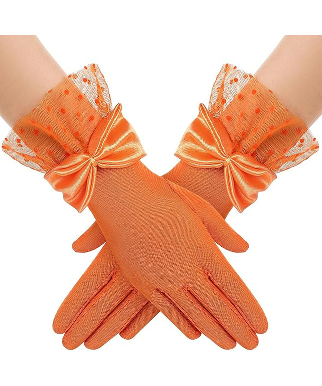 BABEYOND Lace Gloves for Women - Bow Short Prom Gloves Evening Elegant Accessories for Wedding Opera Party