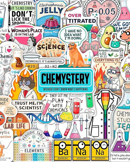 100Pcs Chemistry Stickers for Laptop, for Water Bottle - Funny Chemistry Gifts - Science Party Supplies & Decorations - Gift for Women & Men