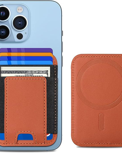 Upgraded for Magsafe Wallet, Strongest Magnetic Wallet, for iPhone Wallets Magsafe with 2 Card Slots, Magnetic Card Holder for iPhone 17/16/15/14/13/12 Series, Vegan Leather, Fit 7 Cards, Brown-2