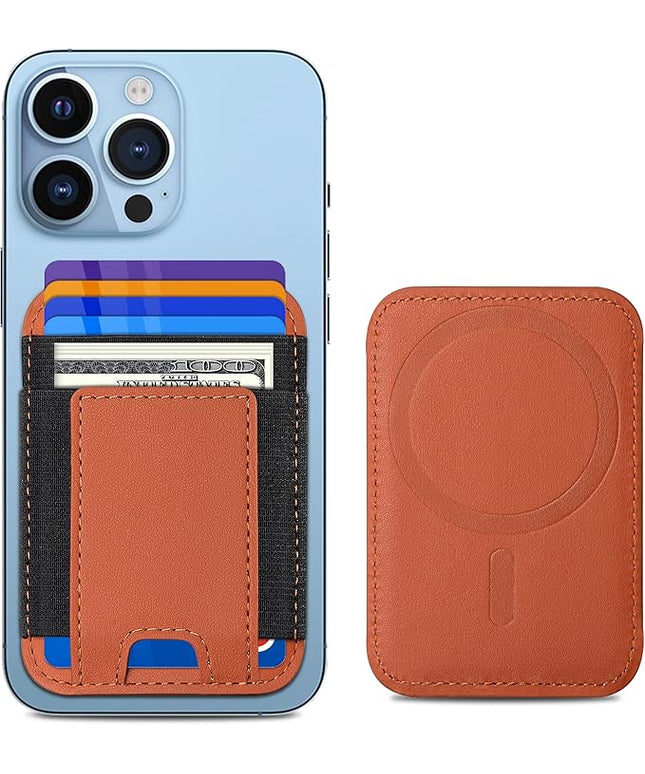 Upgraded for Magsafe Wallet, Strongest Magnetic Wallet, for iPhone Wallets Magsafe with 2 Card Slots, Magnetic Card Holder for iPhone 17/16/15/14/13/12 Series, Vegan Leather, Fit 7 Cards, Brown-2