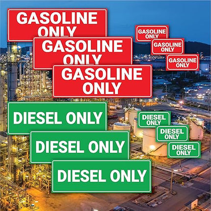 (12 Pack) Diesel Only Sticker & Gasoline Only Sticker Sign