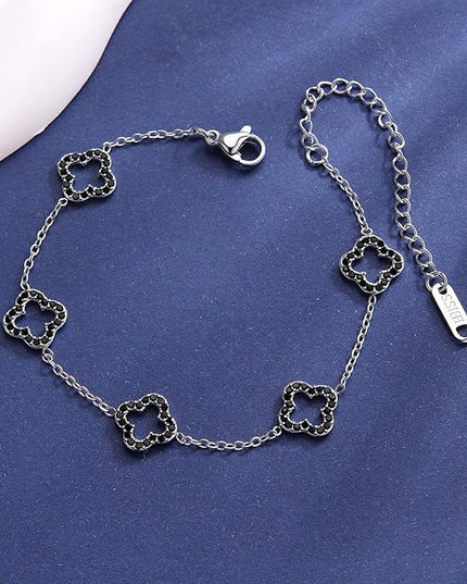CLAIRETTE Premium PVD Gold-Plated Clover Lucky Bracelet for Women Flower Four Leaf Link Bracelets Trendy Jewelry Gifts for Women