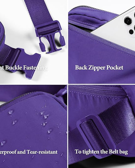 YOSHUYUKI Cross Body Fanny Packs for Women Men Fashion Waist Bag Pouch Nylon Small Travel Crossbody Bags Mini Purse Everywhere Belt Bag Bum Bag with Adjustable Strap for Workout Running Hiking Violet
