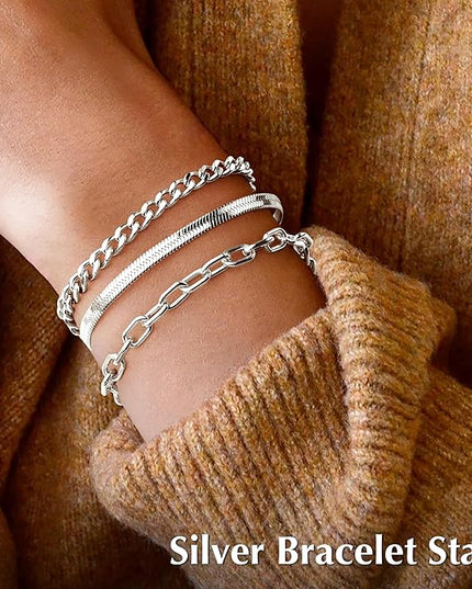 Gold Bracelets Set for Women Stack, Dainty Thick Bracelets Stack for Women Trendy, Simple Thin Gold Plated Cuff Stackable Bracelets With Beaded Cuban Paperclip Snake Rope Bangle Hand Chain Jewelry Gifts for Women Non Tainish