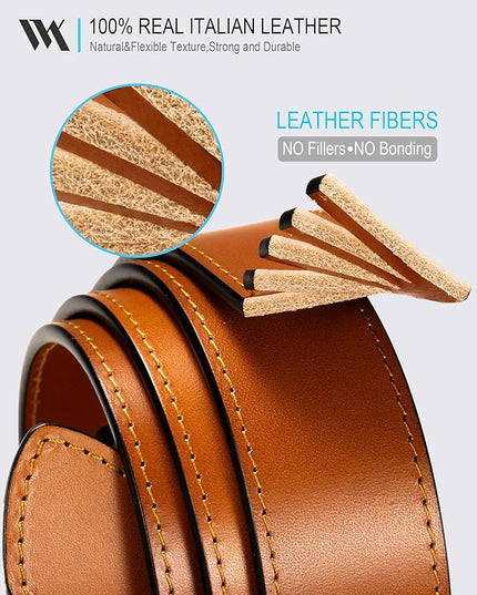 WOLFANT Men's 35mm Dress Casual Belt,100% Italian Full Grain Real Solid Leather
