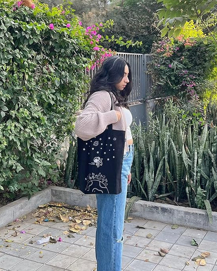 Ecoright Tote Bag for Women with Zipper, Small Tote Bag, Canvas Bag, Reusable Cotton Bag for Beach, Grocery, School & Work
