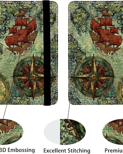 Old Pirate Map Passport Holder for Women and Men PU Leather Passport Cover for Travel