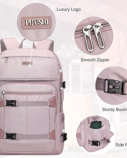 PIJUSHI Travel Backpack for Women Flight Aprroved Carry on Bag Large Casual Luggage Backpack Fit 16 inch Laptop(PE050 Ashen Purple)