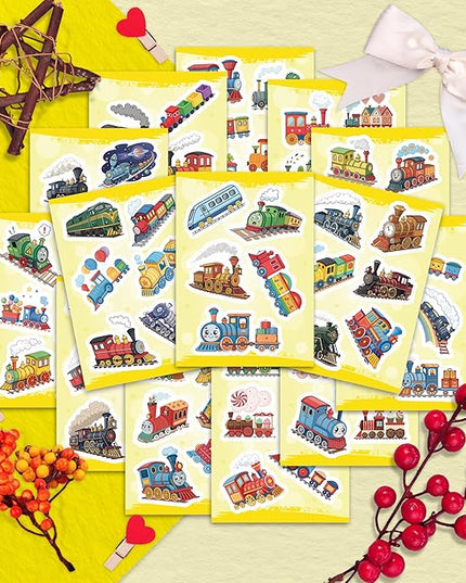 100Pcs Train Stickers for Water Bottle - Train Party Supplies & Decorations - Railroad Stickers - Gift for Women & Men