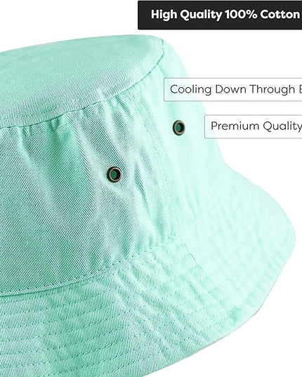 The Hat Depot Bucket Hat - Unisex 100% Cotton & Denim UPF 50 Packable Summer Travel Beach Sun Hat