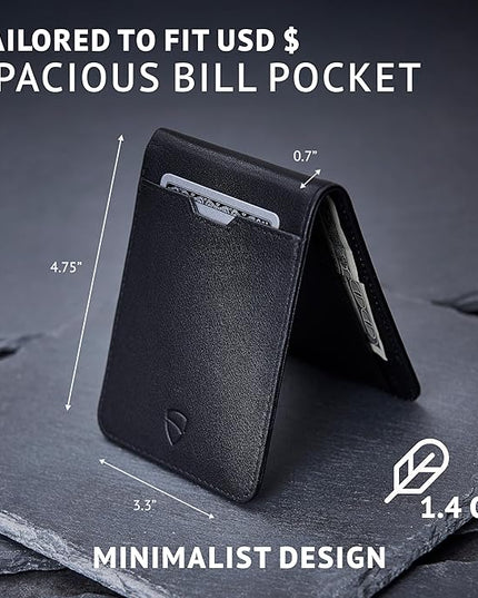Vaultskin MANHATTAN ID Thin Leather Wallet with RFID Blocking and ID Window