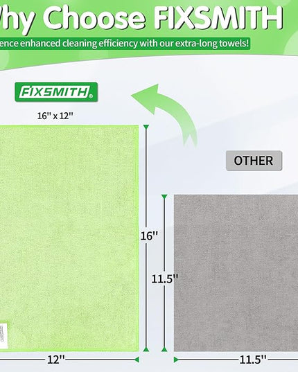 FIXSMITH Sage Green Microfiber Cleaning Cloth -Pack of 8, Highly Absorbent Cleaning Rags, 16"X12" All Purpose Cleaning Towels for Housekeeping, Kitchen, Car, Lint Free and Reusable Microfiber Towels