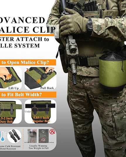 Dump Pouch,Rigid Mag Dump Pouches,Versatile Nylon Molle Pouches with 4PCS Malice Clips, Use for Magazine/Ammo Storage,Hunting, Hiking