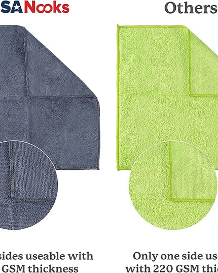 USANOOKS Microfiber Cleaning Cloth Grey - 8 Pcs (12.5"x12.5") - High Performance - 1200 Washes, Ultra Absorbent Microfiber Towel Weave Grime & Liquid for Streak-Free Mirror Shine - Car Washing Cloth