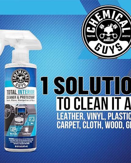 Chemical Guys Total Interior Cleaner & Protectant – Chemical Guys Interior Cleaner, Cleans & Protects Leather, Vinyl, Plastic, Rubber, Glass with a Streak-Free Finish — 16 Fl Oz (Pack of 2)