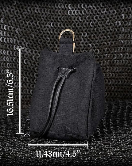 Mythrojan Drawstring Belt Pouch Renaissance Costume Accessories Jewelry Pouch - Black