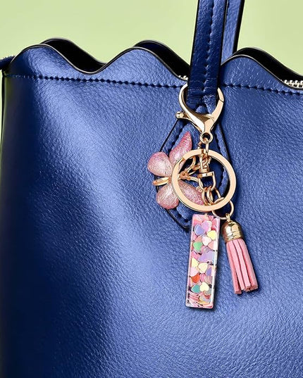 Fashion Alphabet Initial Letter Keychain Tassel Butterfly Pendant Key Ring for Purse Handbags Women Girl