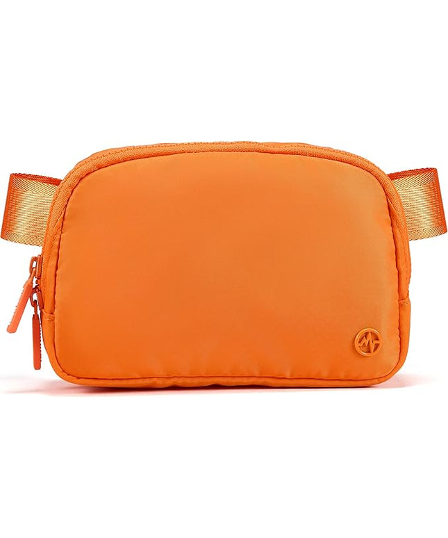 Pander Two Way Zipper Fanny Pack Nylon Everywhere Belt Bag for Women, Water Repellent Waist Packs, Crossbody Bags with Adjustable Strap (Dark Orange).