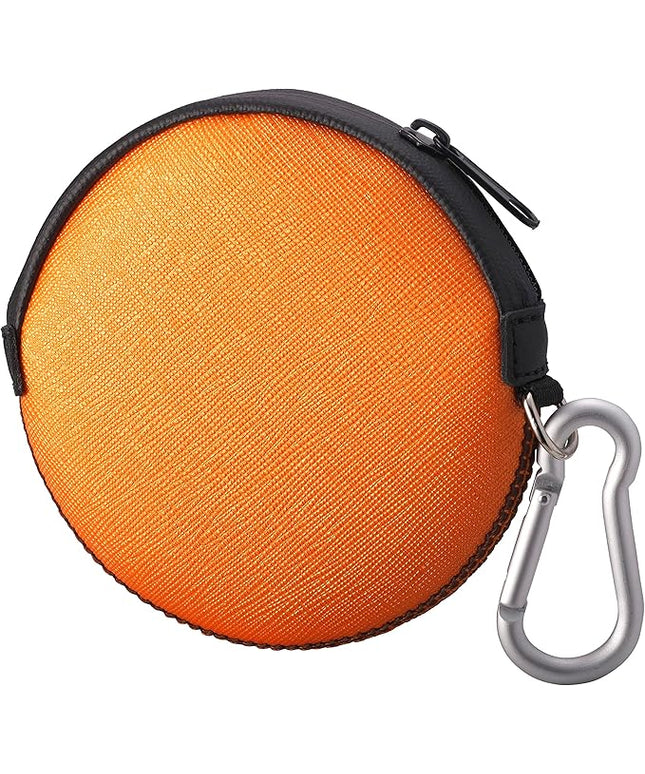 OneJoy Mini Round Coin Purse with Clip on, Lightweight Waterproof Zipper Pouch for Earbuds, Keys, Coins, Compact Travel Storage Case for Women & Men, Xmas Gift [ Orange ]
