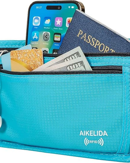 Travel Money Belt - Slim Passport Holder Travel Wallet with RFID Blocking Travel Pouch Undercover Fanny Pack for Women Men