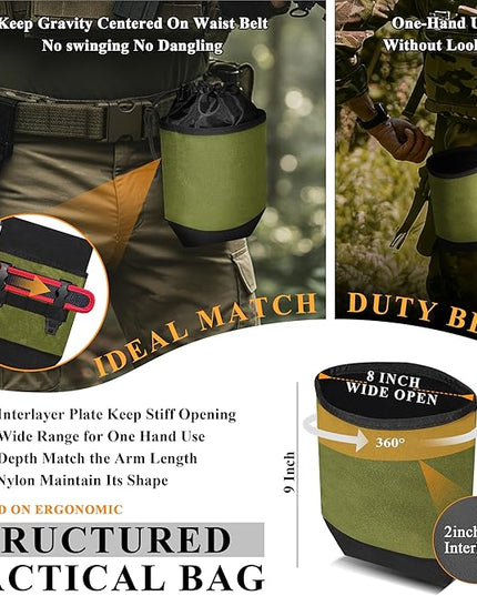 Dump Pouch,Rigid Mag Dump Pouches,Versatile Nylon Molle Pouches with 4PCS Malice Clips, Use for Magazine/Ammo Storage,Hunting, Hiking