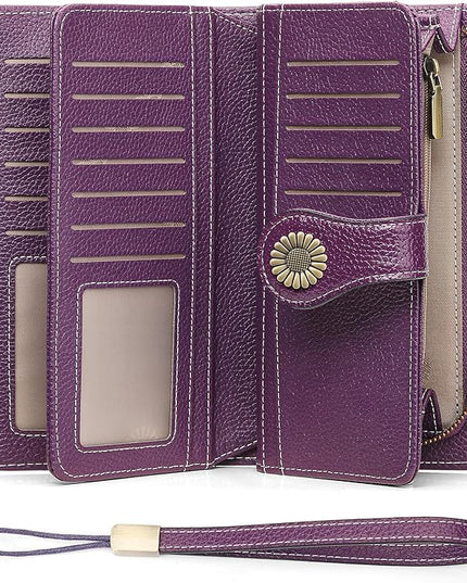 SENDEFN Wallets for Women Leather Credit Card Holder with RFID Blocking Large Capacity Wristlet | with RFID Blocking, Large Capacity, Wristlet, with RFID Blocking, Large Capacity, Wristlet