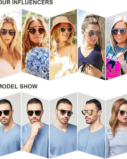 SOJOS Retro Aviator Polarized Sunglasses for Women Men Double Bridge Ladies Shades