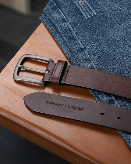 Buffway Men's Leather Belt,1.5" Handmade Top-Grain Leather–Durable,Comfortable,Suitable for Everyday Formal & Casual Wear