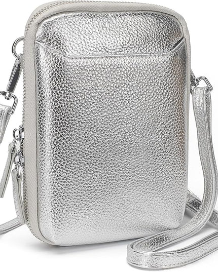 befen Genuine Leather Crossbody Cell Phone Purse for Women, Small Zip Around RFID Blocking Crossbody Wallet Bags