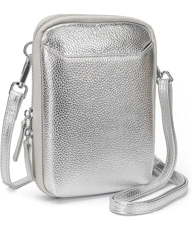 befen Genuine Leather Crossbody Cell Phone Purse for Women, Small Zip Around RFID Blocking Crossbody Wallet Bags