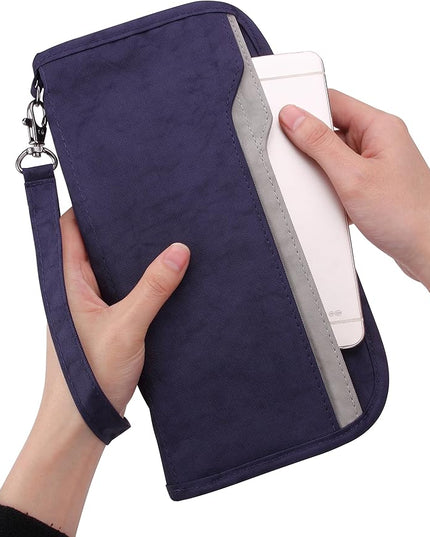 ZOPPEN Passport Holder Family RFID Passport Wallet, Passport Holder Women/Men, Travel Wallet Documents Organizer Zipper Case with Removable Wristlet Strap, Travel Essentials for Flying