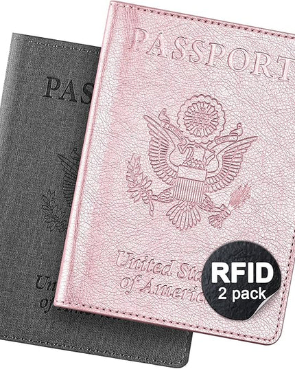 Passport Holder For Women And Men,Passport Cover For Women And Men-Pink&Gray