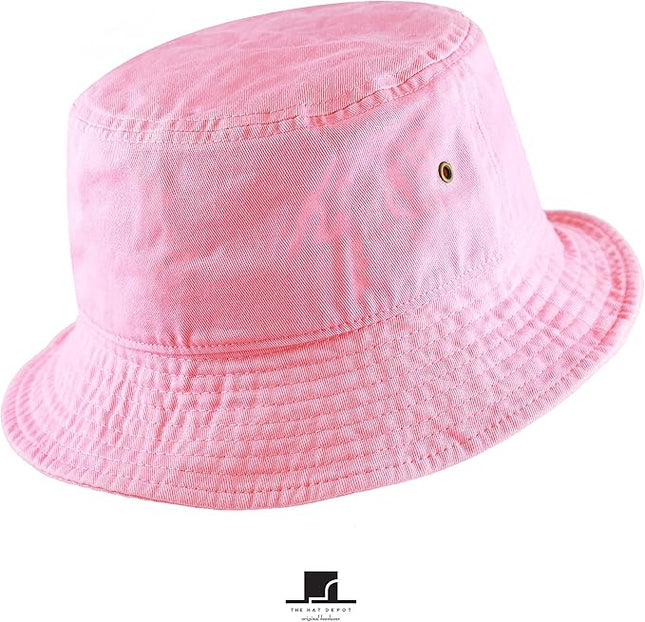 The Hat Depot Bucket Hat - Unisex 100% Cotton & Denim UPF 50 Packable Summer Travel Beach Sun Hat