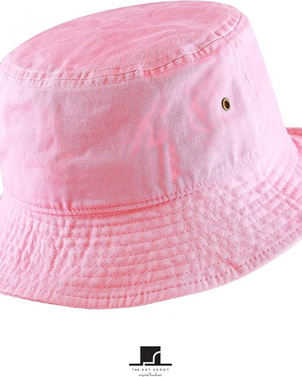 The Hat Depot Bucket Hat - Unisex 100% Cotton & Denim UPF 50 Packable Summer Travel Beach Sun Hat