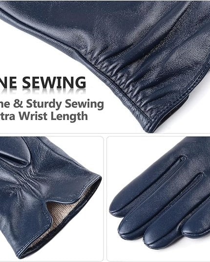 Womens Winter Leather Touchscreen Texting Warm Driving Lambskin Pure Genuine leather Gloves