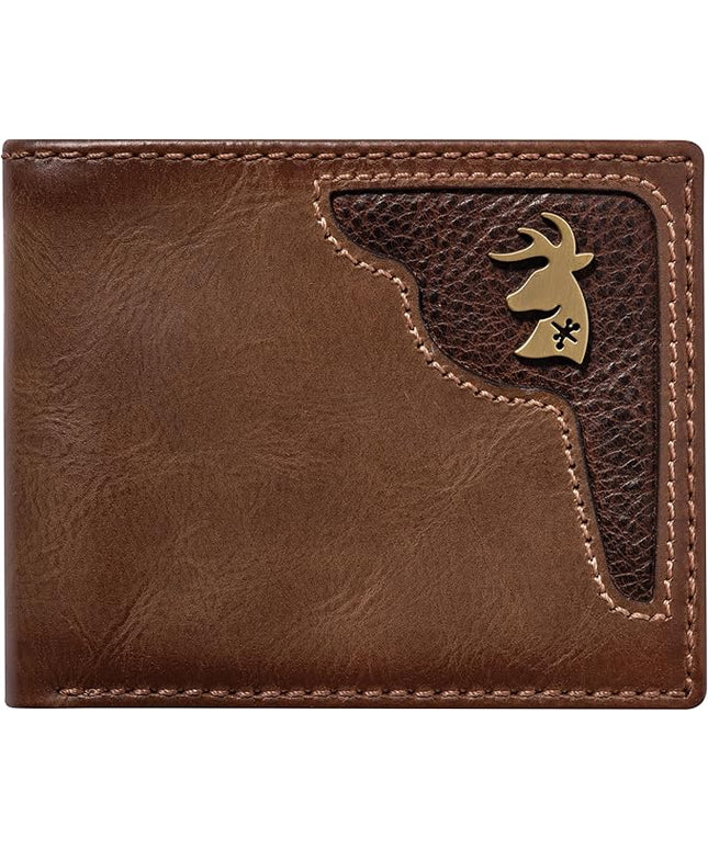 House of Jack Co. Deer Ornament Bifold Wallet for Men and Outdoorsmen, Full Grain Cowhide Leather Wallet, Brown