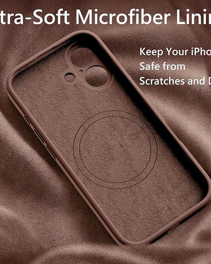 FireNova Magnetic for iPhone 17 Case, Compatible with MagSafe, [Integrated Silicone Camera Control Button] [Camera Protection] Anti-Scratch Microfiber Lining Phone Case, 6.3", Light Brown