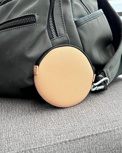 OneJoy Mini Round Coin Purse with Clip on, Lightweight Waterproof Zipper Pouch for Earbuds, Keys, Coins, Compact Travel Storage Case for Women & Men, Xmas Gift [ Peach ]