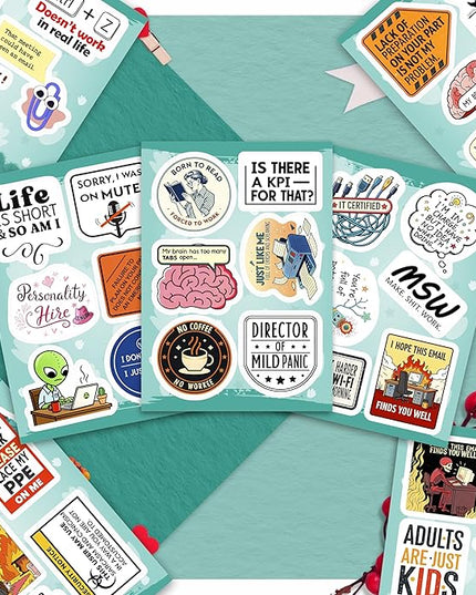 100Pcs Funny Work Stickers for Adults, for Water Bottle - Funny Coworker Gifts, Work Gifts - Coworker Stickers Bulk
