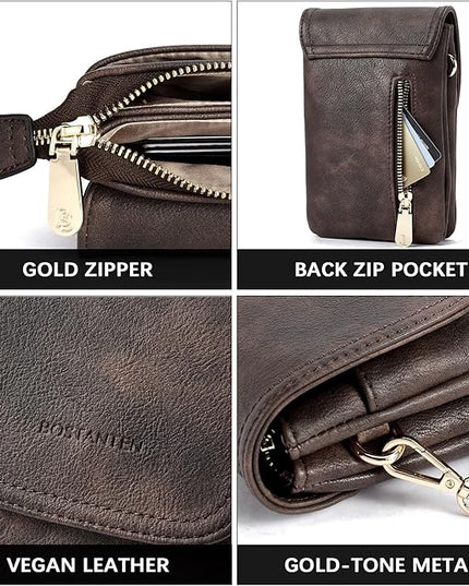 BOSTANTEN Vegan Leather Small Crossbody Bags for Women Designer Cell Phone Bag Wallet Purses Adjustable Strap
