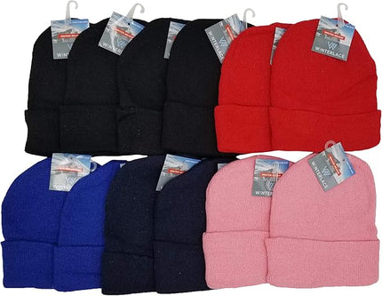 48 Pack Kids Winter Beanies, Warm Cold Weather Hats for Boys Girls Children, School Outdoors, Bulk