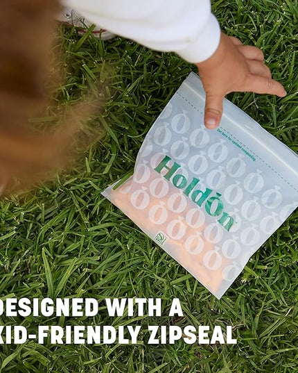 HoldOn Zipseal Sandwich Bags – Compostable, PFOA-Free, BPA-Free, Food-Safe Zip Seal Food Storage Bags With Secure Seal for Home & Travel, Freezer-safe (2-Pack, 200 bags total)