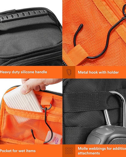 Fitdom Hanging Toiletry Bag Tactical Dopp Kit Case For Men. Perfect For Travel & Storage. Fits Large & Small Cosmetic, Clipper, Toothbrush, Shaving & Shower Care. Best Overnight Organizer