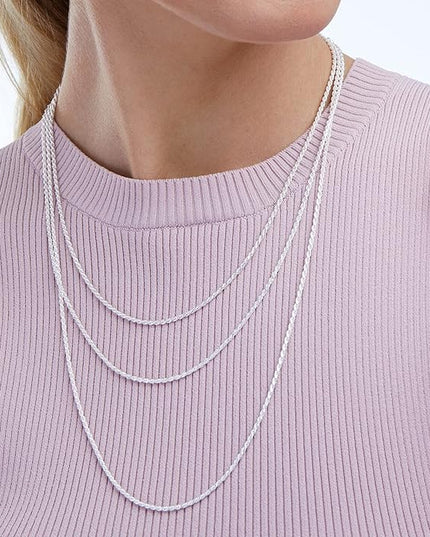 Amazon Essentials Sterling Silver Diamond Cut 14 Inches Rope Chain Necklace