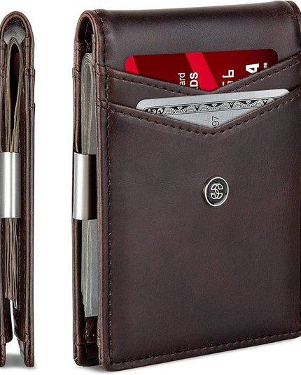 Suavell Slim Wallets for Men. Minimalist Bifold Wallet With Money Clip & ID Window. RFID Blocking Credit Card Holder Front Pocket Wallet, Gifts For Men - Husband Father On Birthday Anniversary.